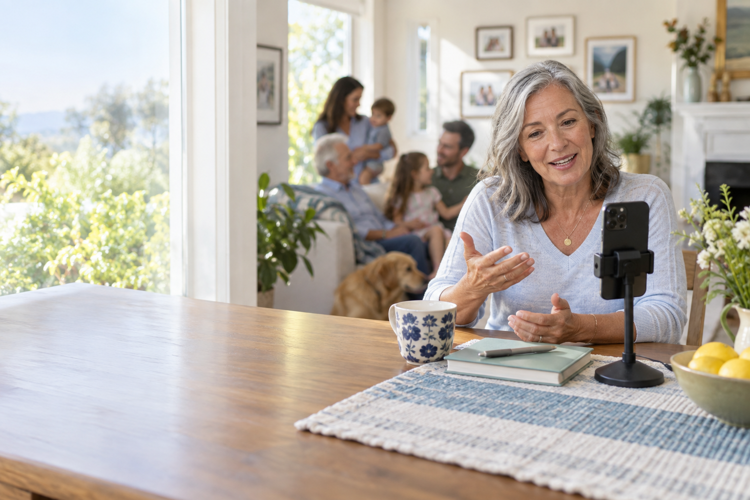 A family preserving a personal message together at home